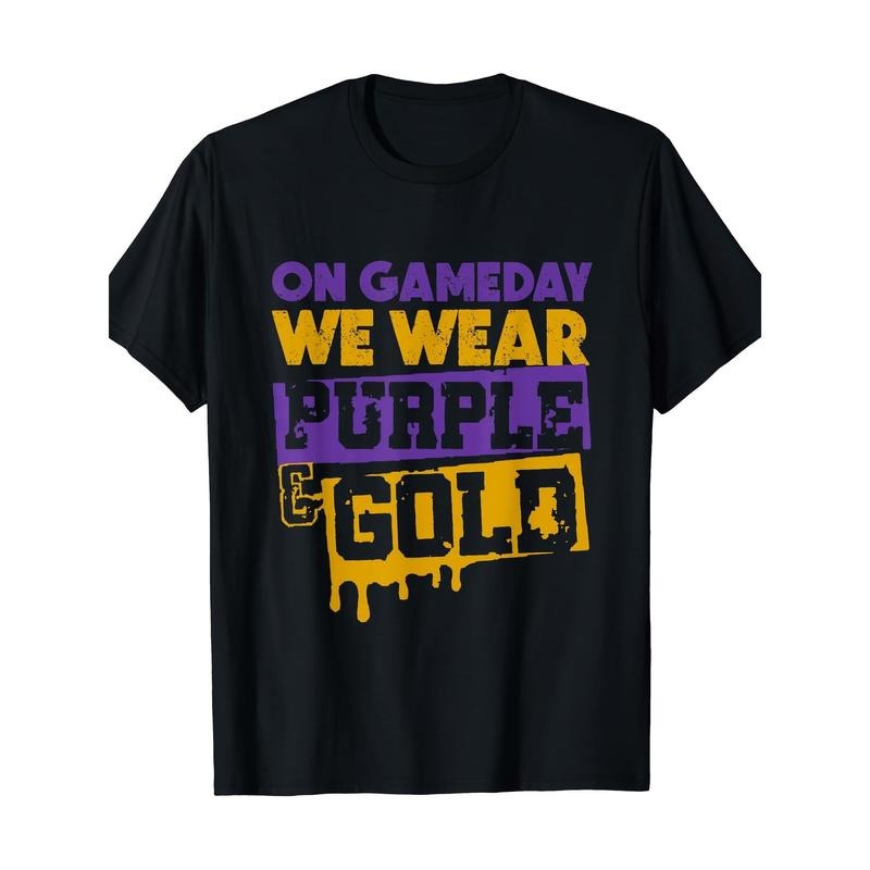 Gameday Football Purple & Gold Leopard T-Shirt Made in USA Hoodie, Sweatshirt | HypeCrazeTee.com