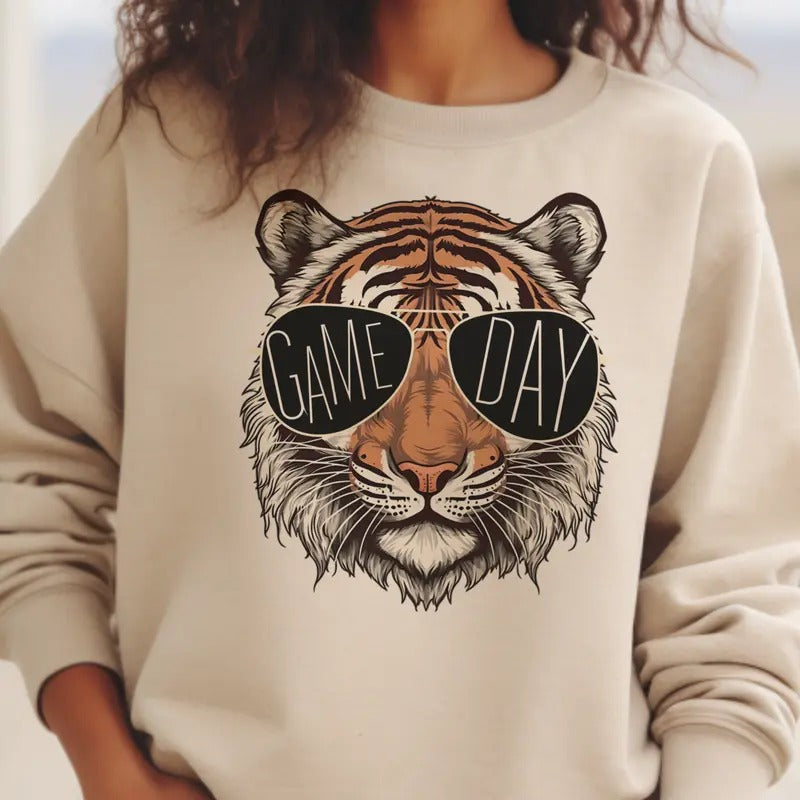 Gameday Tiger Graphic Sweatshirt Football Tigers pullover Gameday Sports Sweatshirt Team Sports Mascot Top Unisex Sizing...