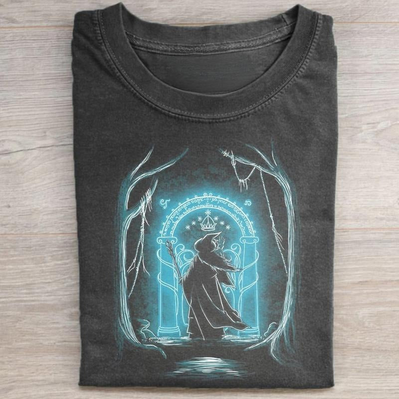 Gandalf and The Doors of Durin Graphic Tee - Iconic Movie Shirt - LotR - The Hobbit Movie Shirt - Middle Earth