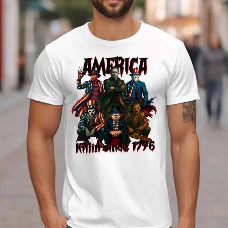 Gangster Killer America Shirts, America Killin It Since 1776 Shirt, Horror 4th Of July , Fourth Of July Tee, Killer...