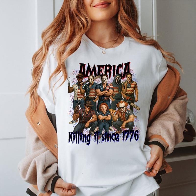 Gangster Killer America Shirts, America Killin It Since 1776 Shirt, Horror 4th Of July , Fourth Of July Tee, Killer...