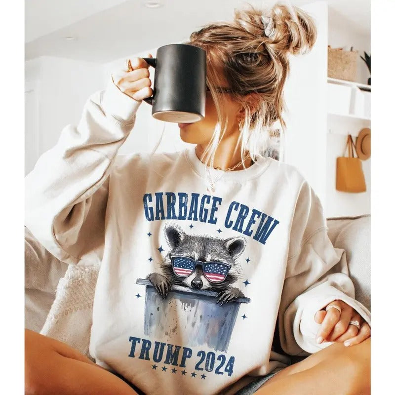 Garbage Sweatshirt - TRUMP 2024 Shirt- Cotton Graphic Shirts, Unisex Style for Men and Women Menswear Top Hoodie