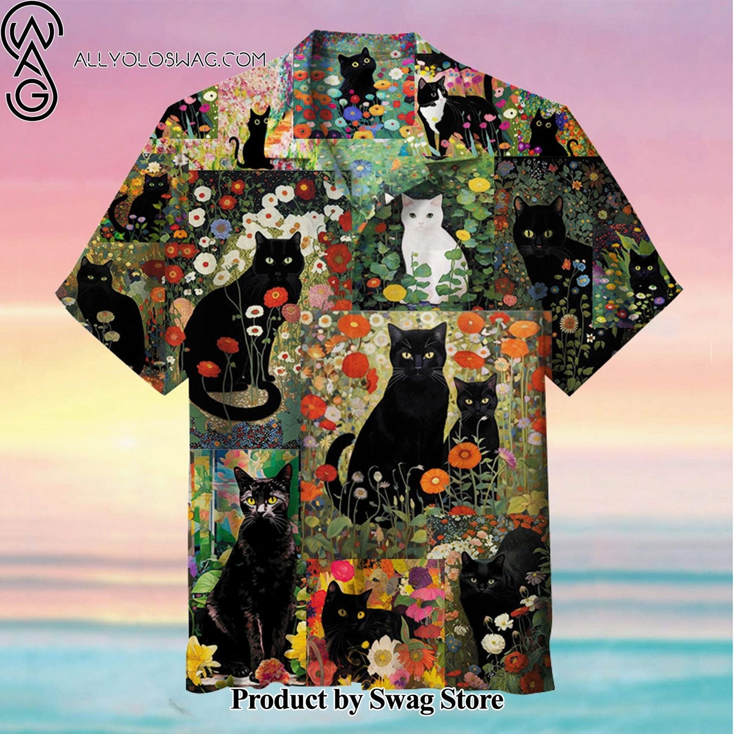 Garden Black cat DIY Hawaiian Shirt