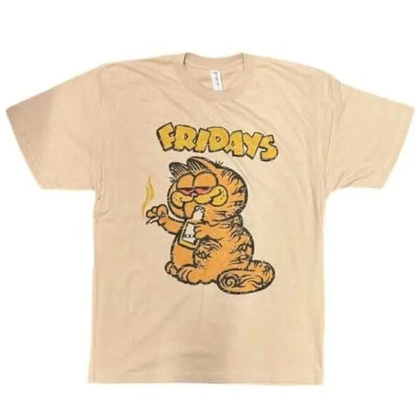 Garfield T-shirt Fridays Cartoon Cat Big Face Tee Shirt Vintage Style Sz Large73 Hoodie, Sweatshirt | HypeCrazeTee.com