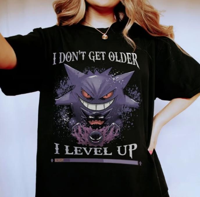 Gastly, Haunter, Gengar Level Up- Unisex Anime T-Shirt, Anime Manga Unisex T-Shirt Comfort Top Hoodie, Sweatshirt