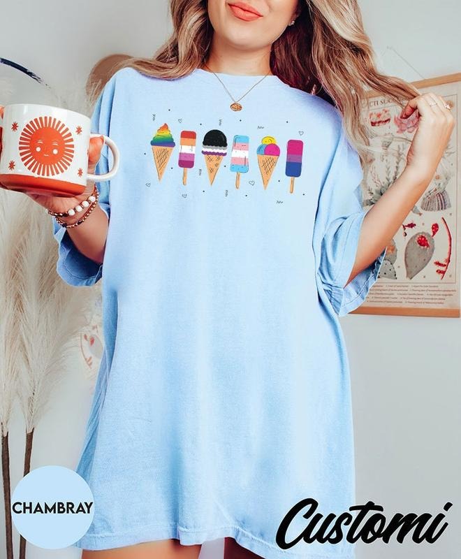 Gay Ice Cream  Colors Shirt | LGBTQ Shirt | Pride Month Shirt | Subtle Gay Shirt | Queer Lesbian Women Tees Gift | Gay...