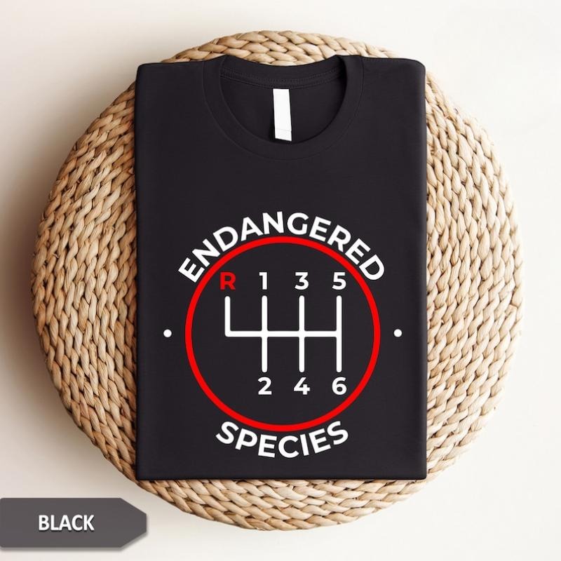 Gearbox Shirt - Endangered Species Manual Gearbox Stick Shift 6 Speed Tee - Shirt For Car Lovers - Gift For Car Boy