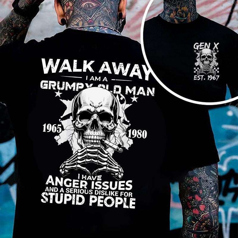 Gen X Customize Year Badass Generation T-shirt, Grumpy Old Man Shirt 100% Cotton Unisex Comfort Womenwear Graphic Crew...