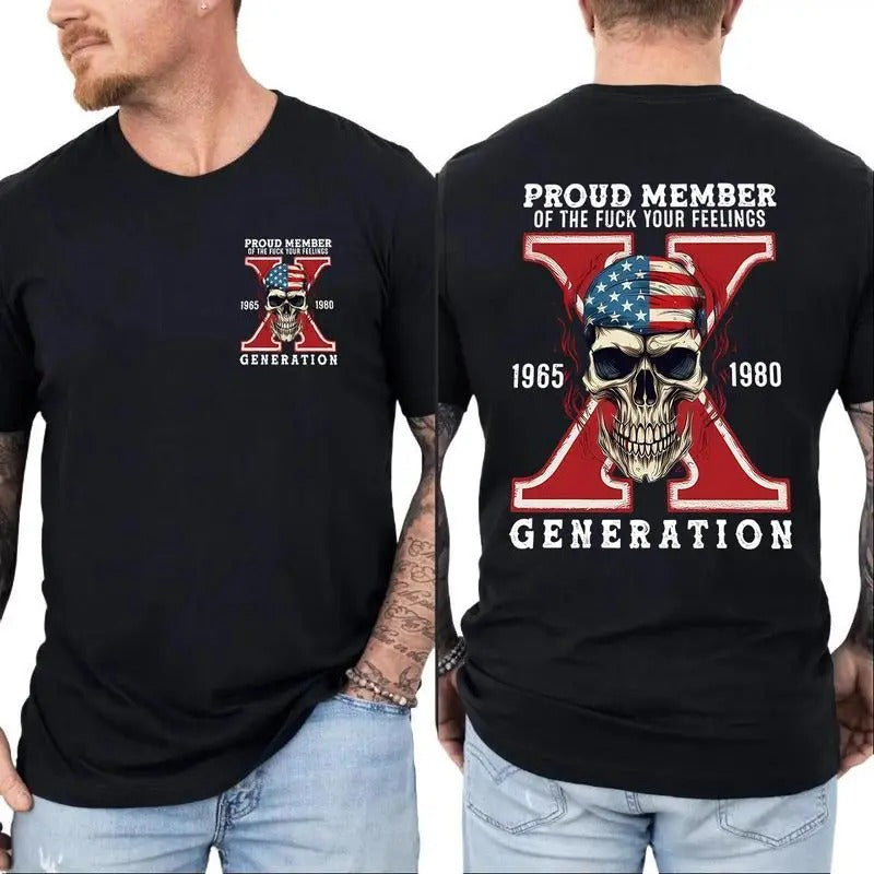Gen X Skull Shirt, Generation X New Version Two Side T-Shirt Unisex Hoodie, Sweatshirt | HypeCrazeTee.com