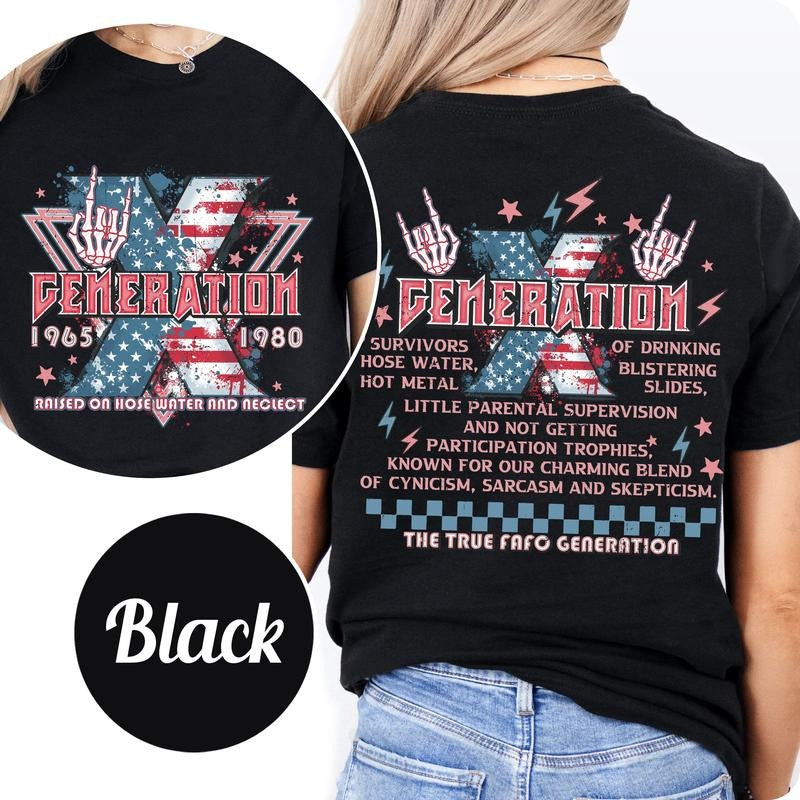 Generation X Tshirt, Funny Gen X 80s, America Gen X Raised On Hose Water, Unisex T-Shirt, Gifts For Men Women, Short...