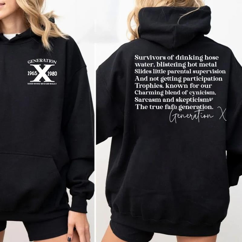 Generation X Two Sides Tshirt Sweatshirt Hoodie, Raised On Hose Water And Neglect Nostalgia Shirt, 1980 Birthday Gift,...