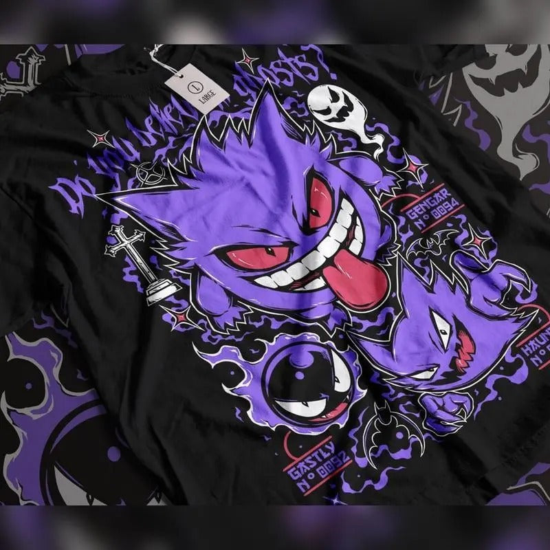 Gengar Ghastly T-Shirt, Ghost Type element Silhouette, Video Game T-Shirt, Japanese Anime, Birthday Gift Hoodie, Sweatshirt