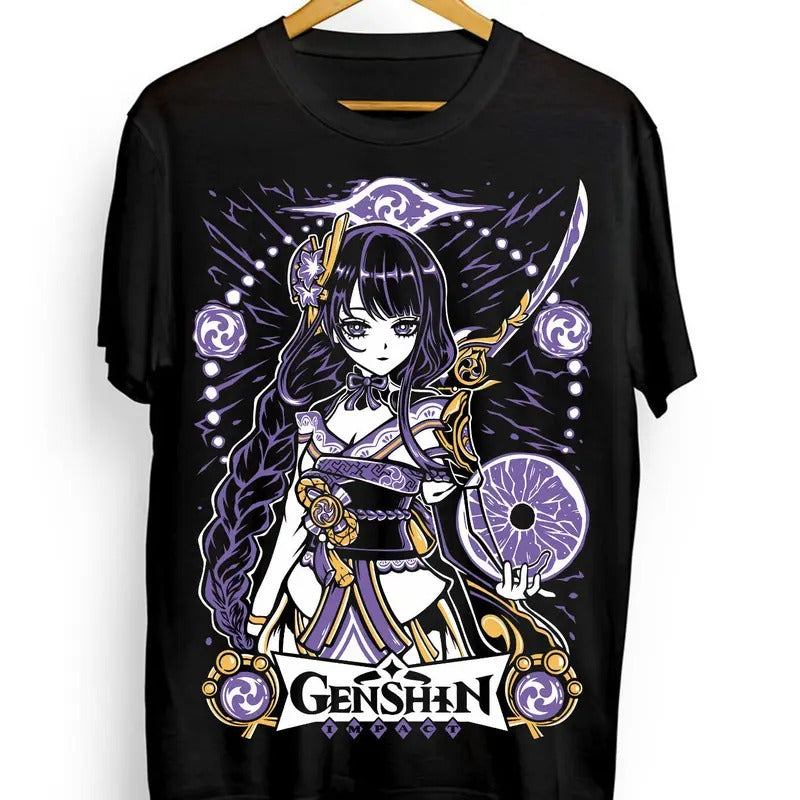 Genshin Impact Raiden Shogun T-Shirt S-4XL Anime Unisex Harajuku T-Shirt S-4XL Tee Tshirt S-4XLS Hoodie, Sweatshirt