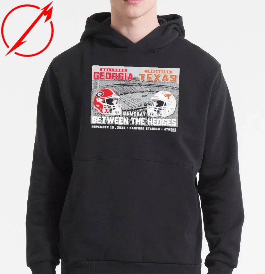 Georgia Bulldogs vs Texas Longhorns 2025 Between the Hedges Gameday T-Shirt