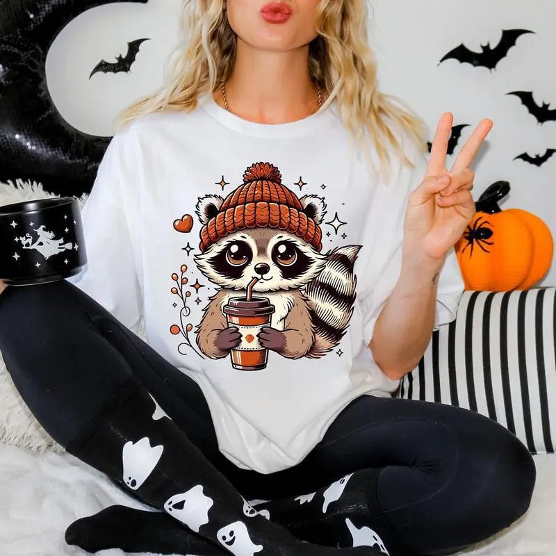 Get Cozy in Style with Fall Feral Raccoon Sweatshirt Pumpkin & Girly Autumn Shirts