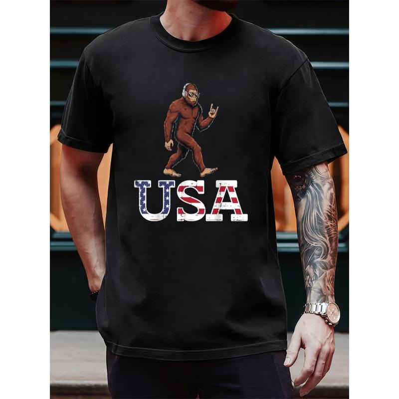 Get Festive with Our Sasquatch Rock USA Cotton Tee for Men Golf Gift T-Shirt For Men and Women Hoodie, Sweatshirt