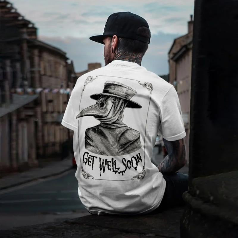 Get Well Soon Plague Doctor Unisex Summer outfits men streetwear 80s 90s graphic tees cotton funny tshirt men gifts style...