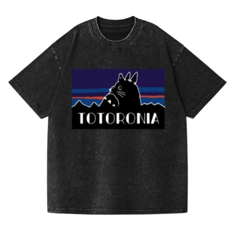 Ghibli Totoro Vintage Wash Japanese Design T-Shirt, Funny Anime Graphic Tee Shortsleeve Comfort Top Hoodie, Sweatshirt