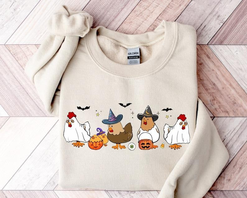Ghost Chicken Sweatshirt, Magic Chicken Sweatshirt, Spooky Season Shirt, Funny Fall Shirt, Ghost Sweatshirt, Halloween ...