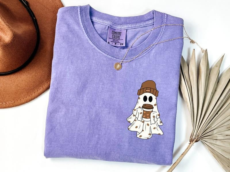 Ghost Coffee T-shirt, Little Ghost Coffee Shirt, Cute Spooky Coffee Shirt, Womens Ghost Shirt, Spooky Season, Fall Coffee...