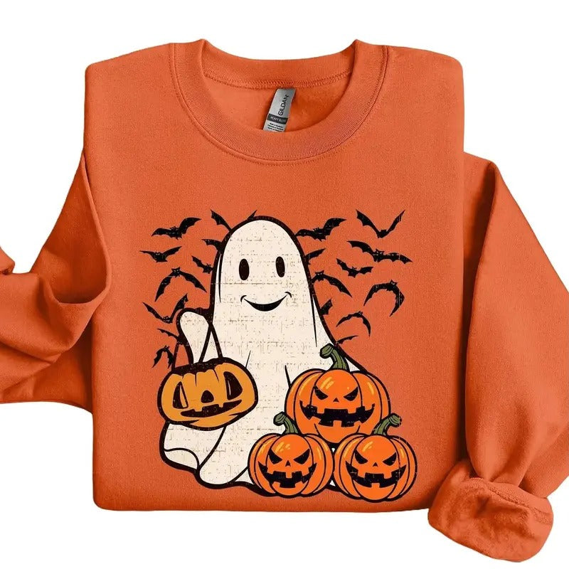 Ghost Halloween Sweatshirt, Womens Halloween Shirt, Halloween Party Tshirt, Fall Sweater, Halloween Gifts, Halloween...