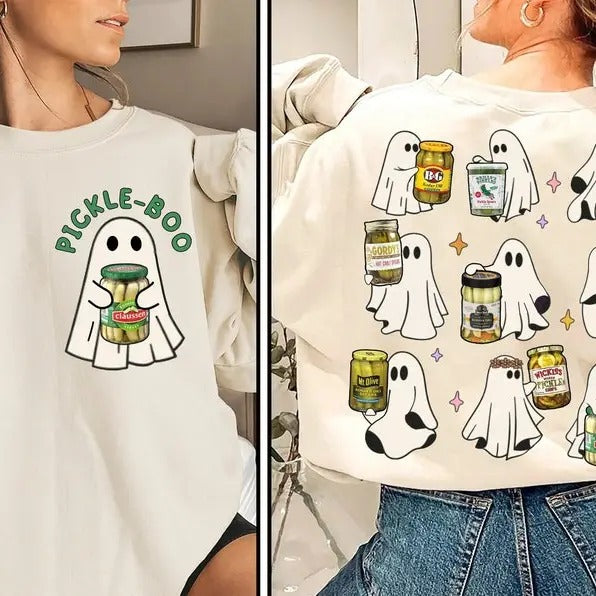 Ghost Pickle Sweatshirt, Pickle shirt, Halloween Pickle Shirt, Cute Ghost Sweater, Canned Pickles Sweatshirt, Gift for...