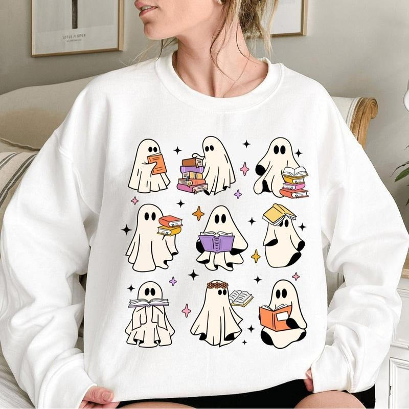 Ghost Reading Books Shirt Bookish Halloween Teacher Librarian Halloween Halloween Book Lovers Halloween School Shirt T-Shirts, Hoodie, Sweatshirt