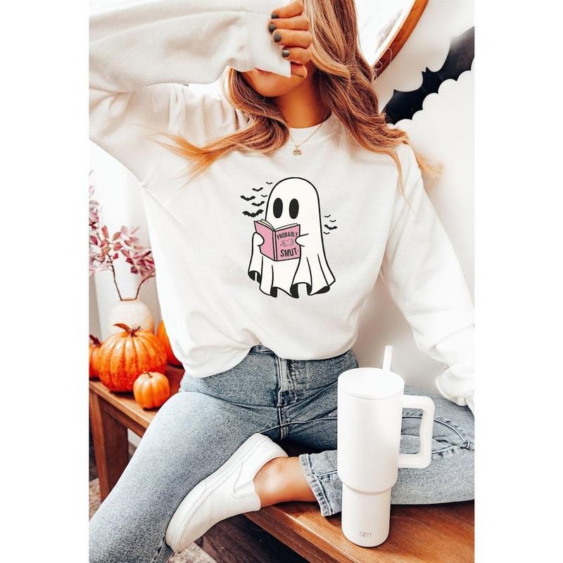 Ghost Reading Smut, Ghost Book Sweatshirt, Bookish Spooky Season, Funny Halloween Crewneck, Booktok  T-shirt, sweater and...