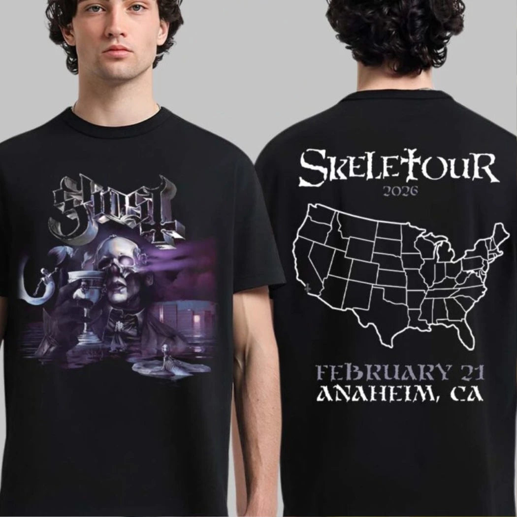 Ghost Skeletour 2026 Anaheim California Venue Ritual Tee At Honda Center On February 21 2026 Two Sided T-Shirt