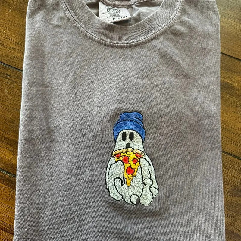 Ghost pizza Embroidered Tee shirt Hoodie, Sweatshirt | HypeCrazeTee.com
