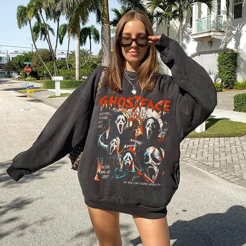 Ghostface Halloween Sweatshirt, Ghostface 90s Halloween Shirt, Scary Movies Tee Shirt, Ghostface T-Shirt, Halloween...