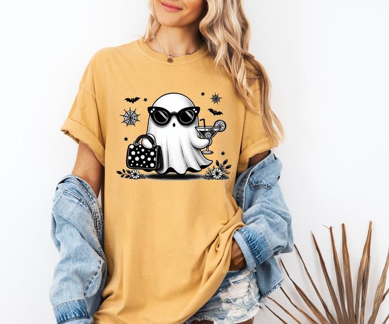 Ghostly Ghost with drink custom colors tee shirt Casual Hoodie, Sweatshirt | HypeCrazeTee.com