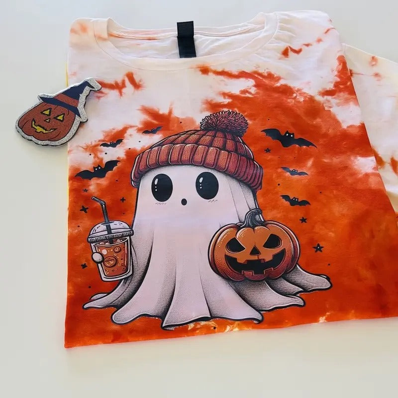 Ghosty Halloween Candy Corn Tie Dye T-shirt (Unisex) SMALL TO 5X Cotton Casual T-shirt Comfort Streetwear Hoodie, Sweatshirt