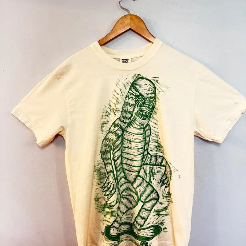 Giant  Creature Hand printed  Woodcut T Shirt Menswear Cotton Top Streetwear Casual Hoodie, Sweatshirt | HypeCrazeTee.com