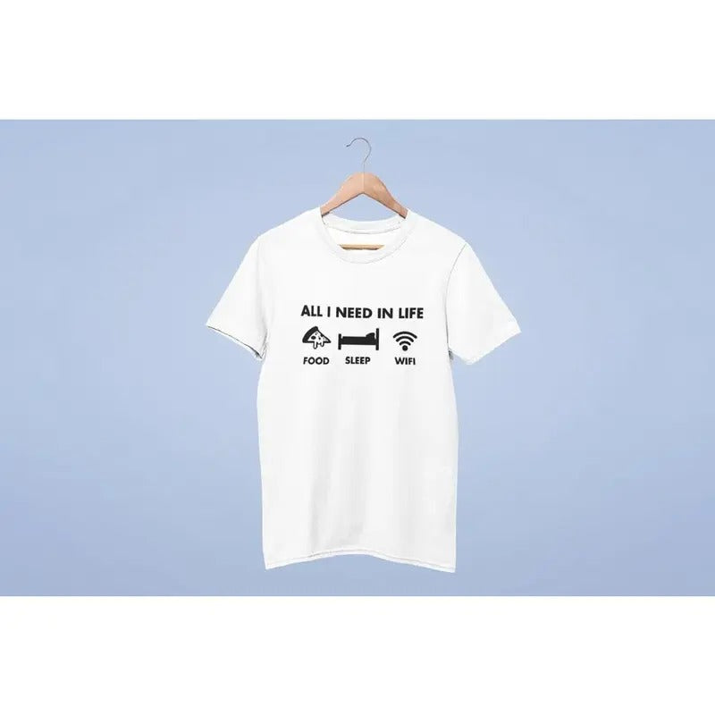 Gift For Teenager All I Need in Life Food Pizza Sleep WiFi TShirt Funny Slogan Tee Present Teenage Boy Funny Game...