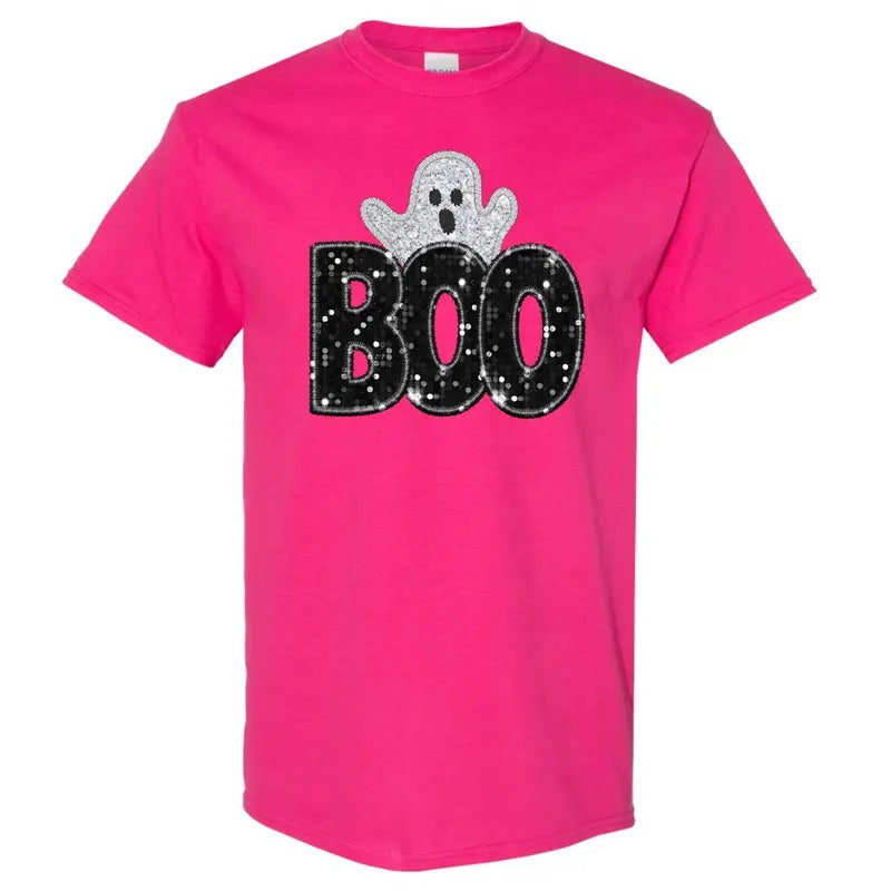 Gildan - Boo & Ghost FAKE Glitter T-Shirt 'NLB' Hoodie, Sweatshirt | HypeCrazeTee.com