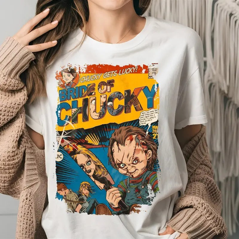 Gildan Unisex Cotton T-Shirt Aesthetic Childs Play Chucky Vintage Horror Movie Streetwear Graphic Unisex Short Sleeve...