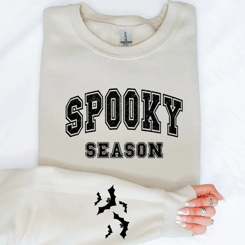 Gildan Women's Spooky Season Crewneck Sweatshirt with Flying Bats Graphic - Elegant & Cozy Fall Top Womenswear Hoodie...