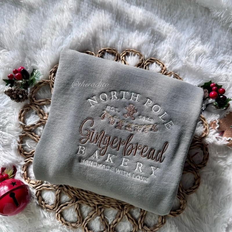 Gingerbread Bakery Embroidered Sweatshirt Comfort Colors Sweatshirt Christmas Sweatshirt T-Shirts, Hoodie | HypeCrazeTee.com