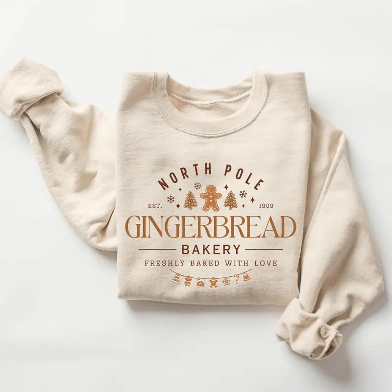 Gingerbread Bakery Sweatshirt, Gingerbread Sweatshirt, Trendy Christmas Cookie Crewneck, Womens Christmas Sweatshirt,...