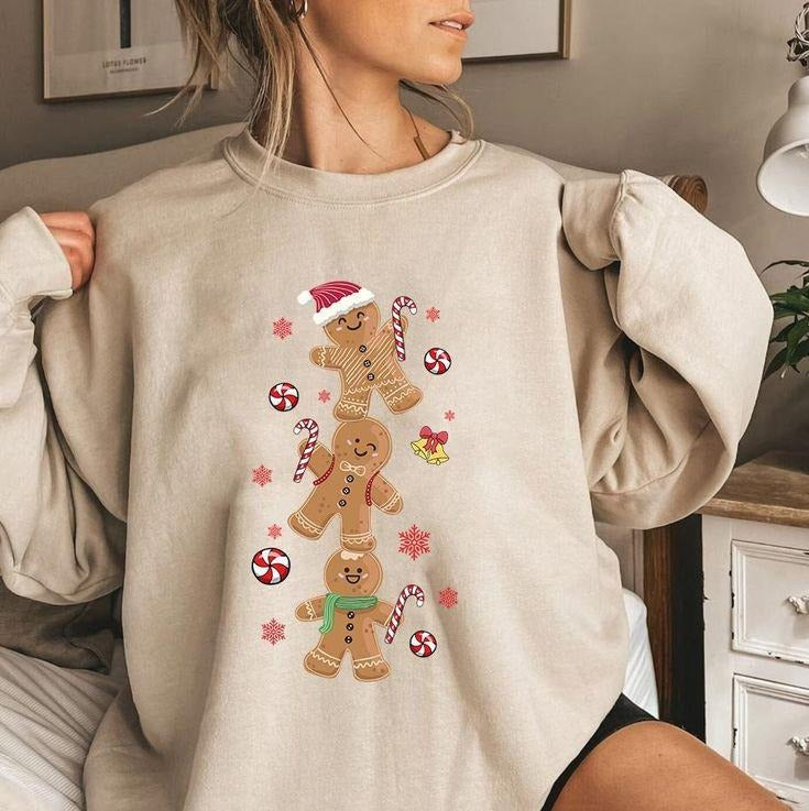 Gingerbread Christmas Sweatshirt, Gingerbread Sweatshirt, Cute Gingerbread, Xmas Sweatshirt, Cute Christmas Sweatshirt,...