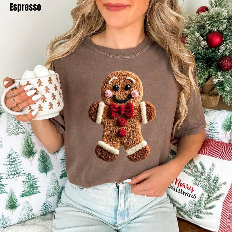 Gingerbread Man FAKE Fuzzy Comfort Colors T-Shirt 'NLB' Hoodie, Sweatshirt | HypeCrazeTee.com
