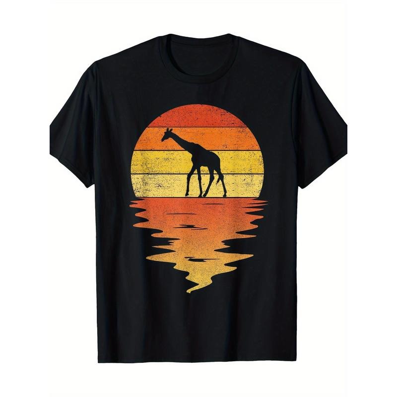 Giraffe Shirt Retro Sunset 70s Retro Giraffe T-shirt Made in USA Hoodie, Sweatshirt | HypeCrazeTee.com