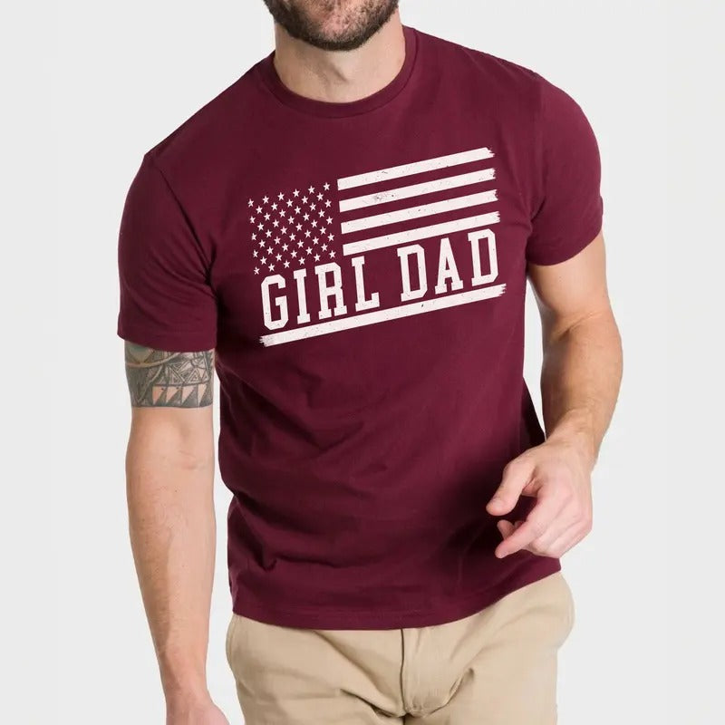 Girl Dad Shirt | American Flag T-shirt | Proud Dad Tee | Father's Day Gift Hoodie, Sweatshirt | HypeCrazeTee.com