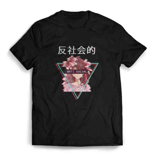 Girl Flower Antisocial Anime Mens T-Shirt Tee