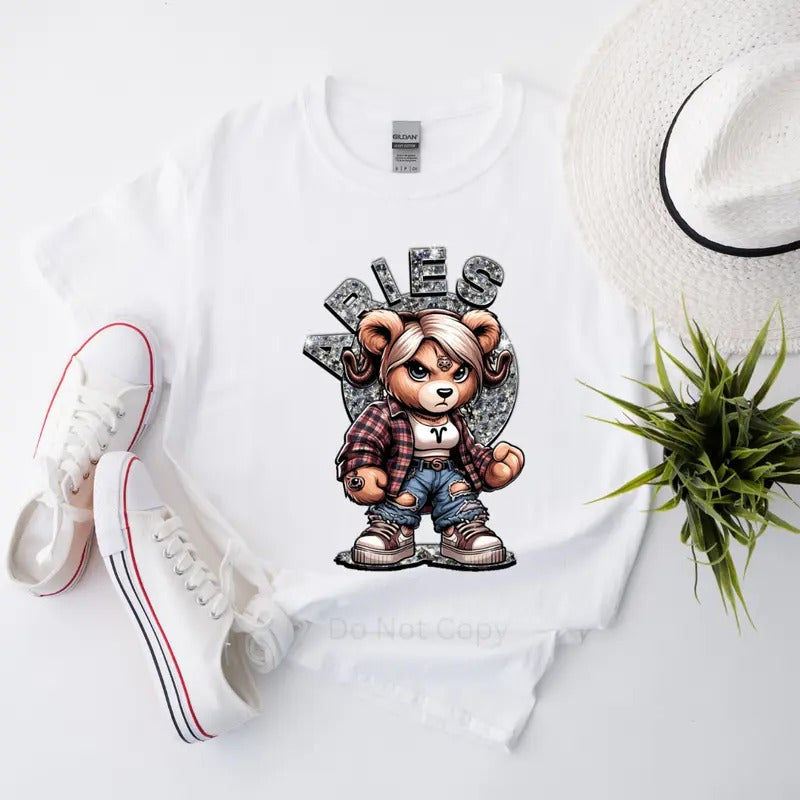 Girls Bear Zodiac DTF Transfer - This is NOT a TShirt Hoodie, Sweatshirt | HypeCrazeTee.com