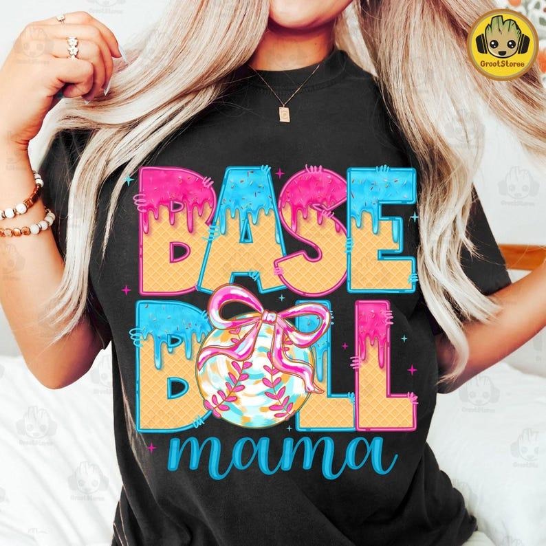 Girly Baseball Ice Cream Shirt Sport Mom Game T-Shirts, Hoodie, Sweatshirt