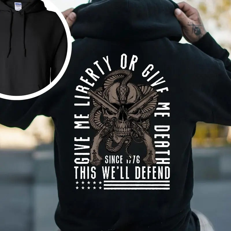 Give Me Liberty Or Give Death Back Side Printed T-shirt - Crewneck Sweatshirt