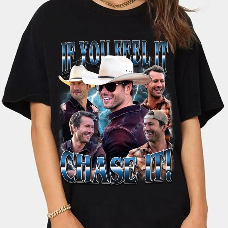 Glen Powell Shirt If You Feel It Chase It Shirt Tyler Owens Twisters Shirt Vintage 2024 Movie T-shirt Merch Men Women...