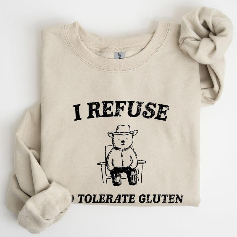 Gluten Bear, Celiac, Meme, Aesthetic, Funny Sweatshirt, Women's Crew Neck, Crewneck T-Shirts, Hoodie | HypeCrazeTee.com